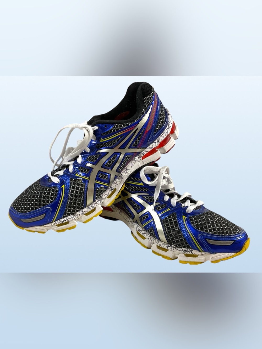 Asics Gel-Kayano 19 Blue/Silver Colorway w/black Mesh Detail T342N Men's Sz 10.5